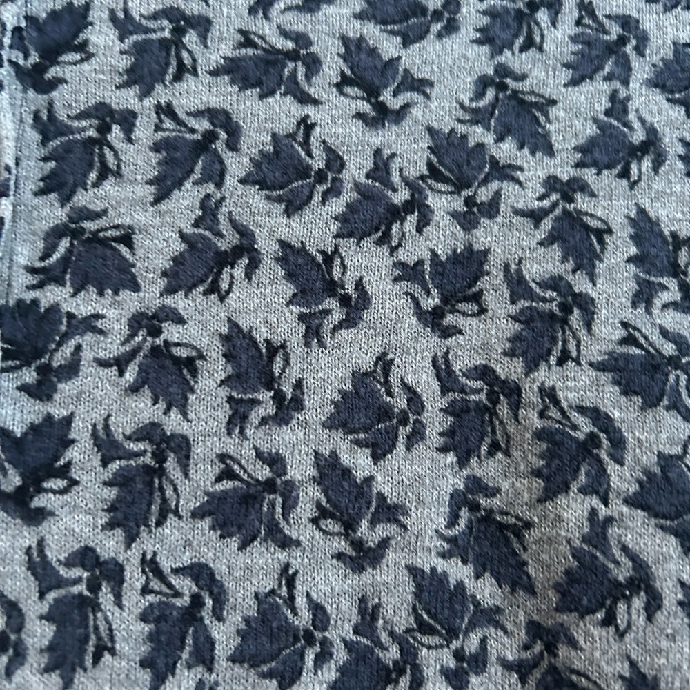 LOFT Gray Top with Black Leaf Pattern Long Sleeve - Picture 3 of 6